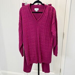 Sweetbriar Women's 2 Piece Sweater Pants Set Purple Size Large Cotton Knit